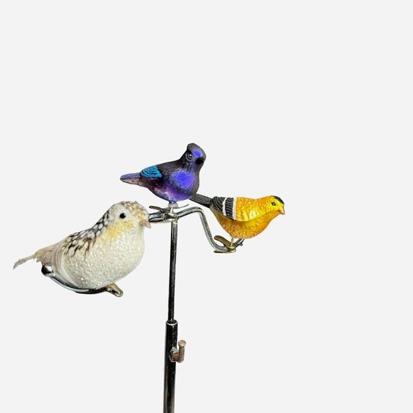 Vintage 2 Glass 1 foam Christmas Birds clip-On Bird - Lot Of 3- Nice Cond! - Picture 11 of 12